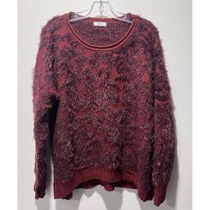 14th &‎ Union Sweater Fuzzy Jacquard Knit Red Women's Size Small